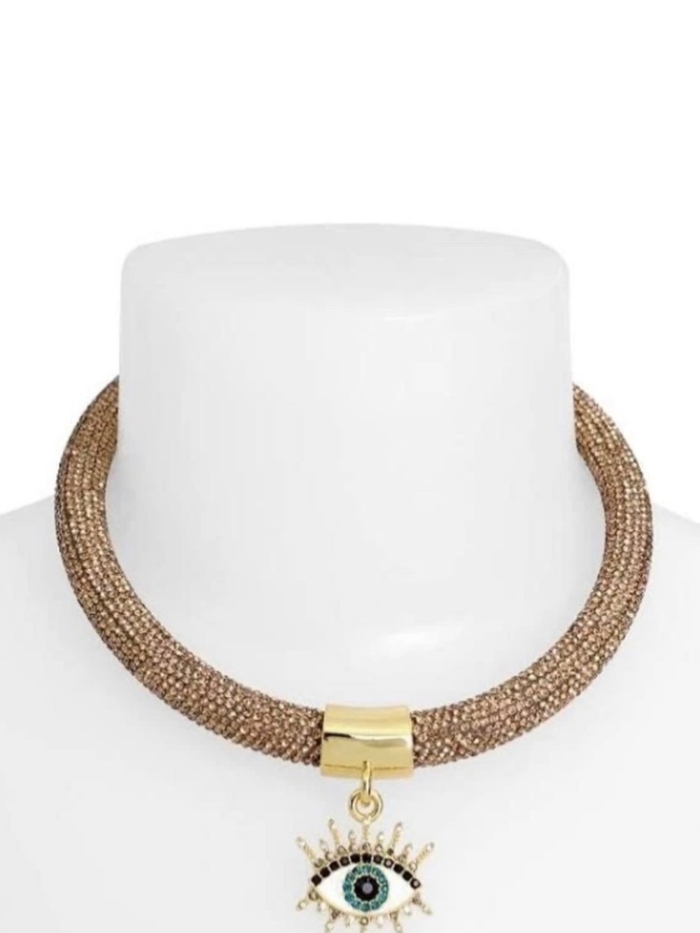 Kurt Geiger Rhinestone Mesh Collar Rope Sparkly Necklace 16" - Picture 3 of 7